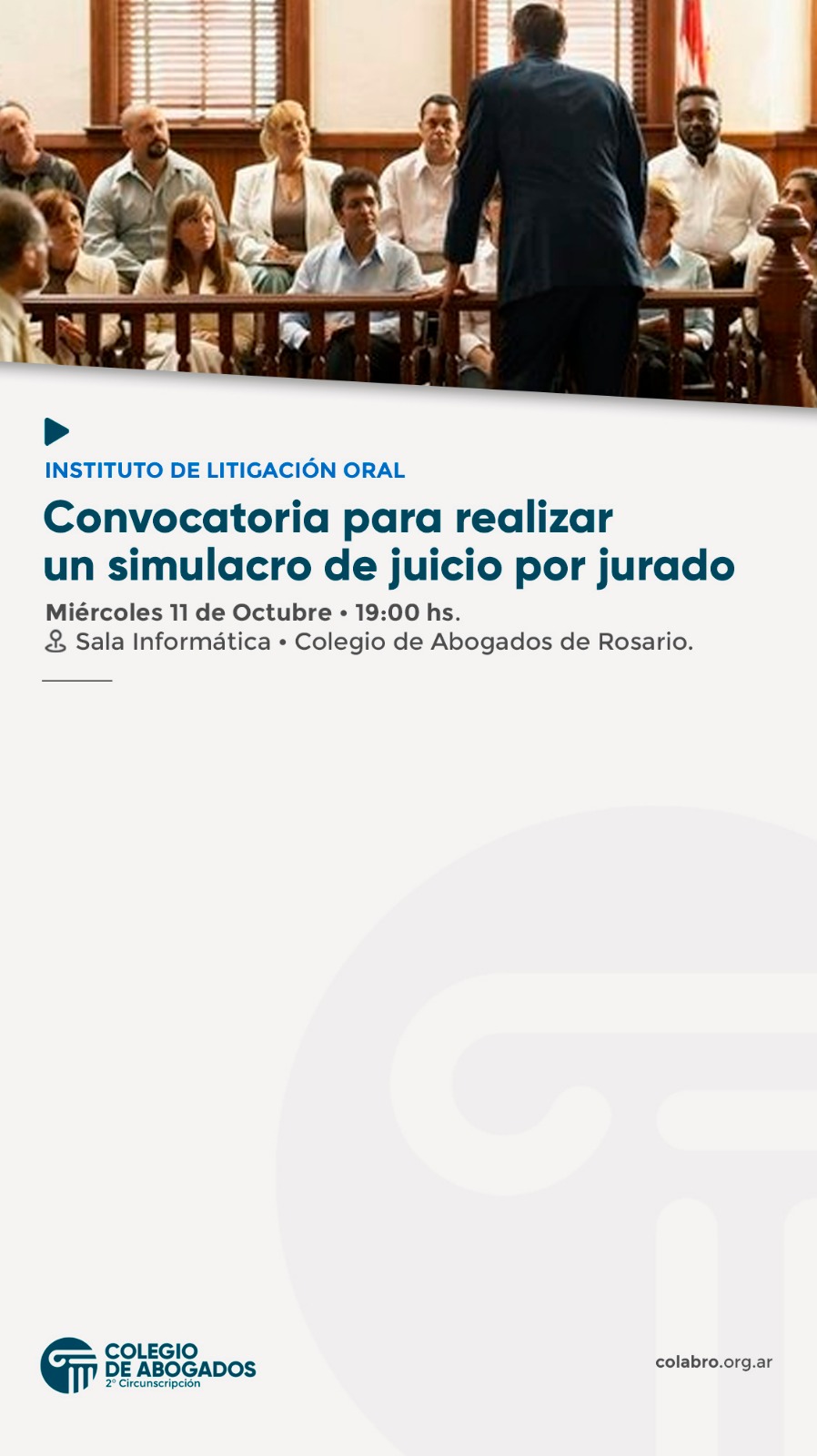 Convocatoria para realizar un simulacro de juicio por jurado - 11/10/2023